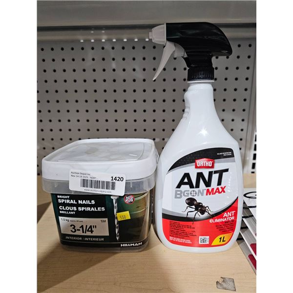 Ortho Ant B Gon Max 1L Spray and Grip Rite Spiral Nails 3-1/4 Inches