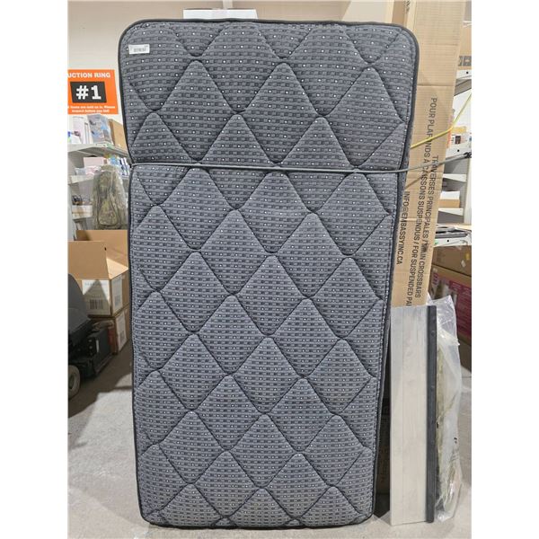 Twin-Size Quilted Mattress with Gray Pattern Design