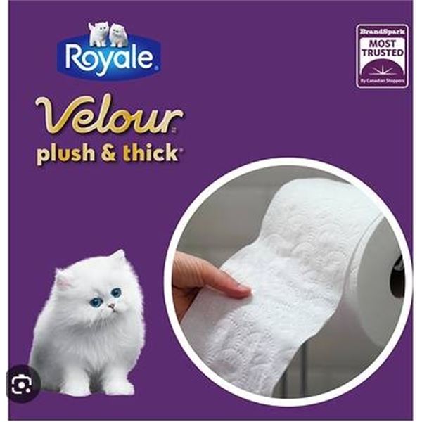 Royale Velour Toilet Paper 24 Rolls Equivalent to 72 Regular Rolls