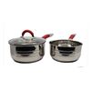 Image 1 : Veka 3-Piece Stainless Steel Milk Pan and Sauce Pan Set with Lids