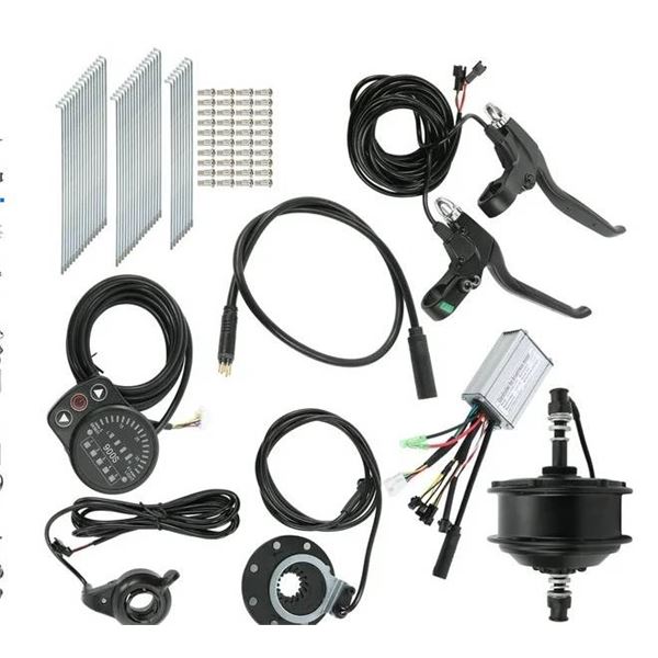 Electric Bicycle Conversion Kit with Installation Guide and Accessories