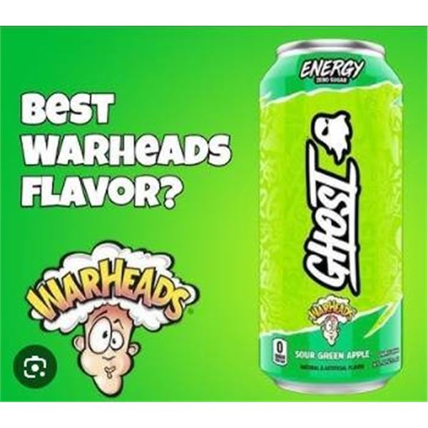 Ghost Sour Green Apple Energy Drink 473ml, Pack of 10