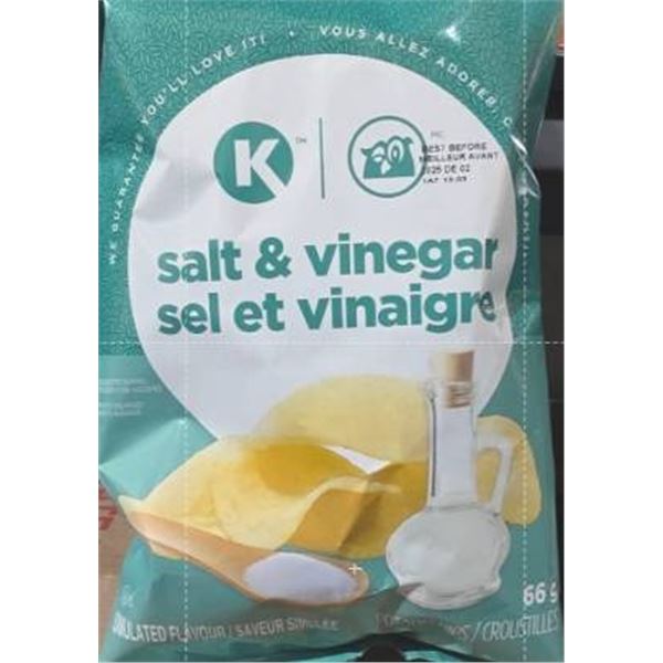 K Salt and Vinegar Potato Chips 66 g Pack of 12