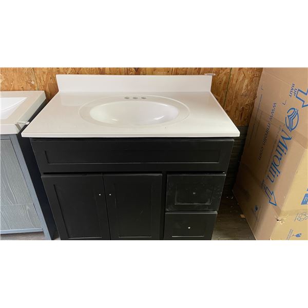 36″ Bathroom Vanity with Integrated Sink and Black Cabinetry