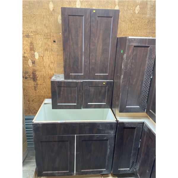 Dark Wood 6 Piece Kitchen Cabinet Set