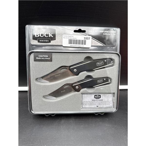 Buck Knives Set of 2 folding models 246 & 247 in collector tin