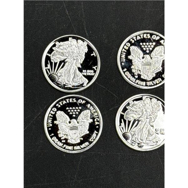 Lot of 4 - .999 Silver 1 Gram Liberty Rounds