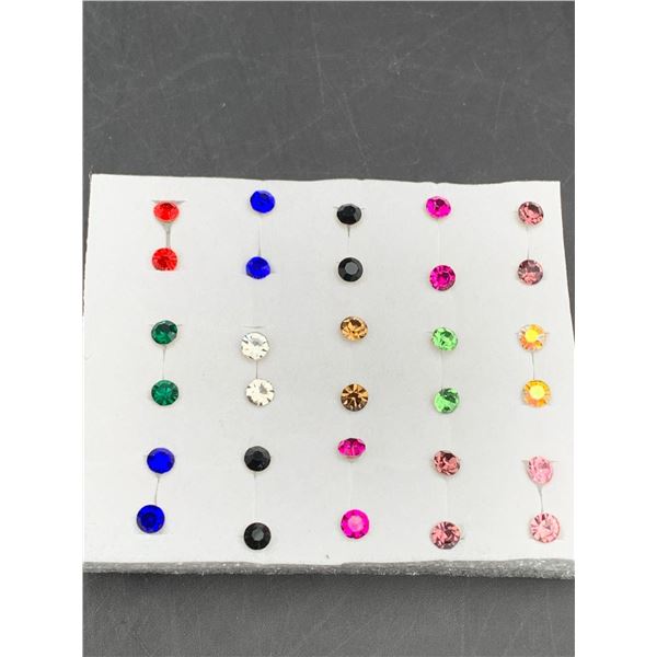 Wholesale Lot of 15 sets multi color solitaire stud earrings