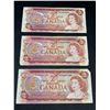 Image 1 : Lot of 3 Vintage Canada 1974 $2.00 Bills