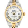 Rolex Ladies 2 Tone Yellow Gold & Stainless Steel White Roman 26MM Oyster Perpet