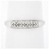 Vintage 18k White Gold 0.05 ctw Round Pave Diamond Stackable Wedding Band Ring