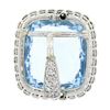 Image 9 : Platinum 38.9 ctw GIA Cushion Cut Aquamarine Diamond Pin Brooch Enhancer Pendant