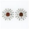 Vintage Platinum 4.02 ctw Rhodolite Garnet & Diamond Snowflake Post Stud Earring
