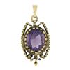 Vintage Victorian Revival 14k Yellow Gold Oval Cut Amethyst Bead Charm Pendant