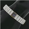 Antique French 18K Gold Plat 17.85 ctw Diamond & Sapphire Wide Statement Bracele