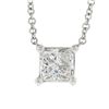 Image 2 : NEW 14k White Gold 0.48 ctw Princess Cut Prong Diamond Solitaire Pendant Necklac