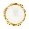 Image 4 : Vintage 14K Yellow Gold Large 14.8mm Mabe Pearl Open Work w/ Grooved Band Ring