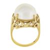 Image 7 : Vintage 14K Yellow Gold Large 14.8mm Mabe Pearl Open Work w/ Grooved Band Ring