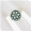 Image 3 : Vintage Solid 18K Yellow Gold Pearl & Turquoise Domed Cocktail Ring