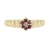 Image 4 : 14k Yellow Gold 0.14 ctw Diamond & Ruby Halo Petite Floral Ribbed Cluster Ring