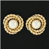 14k Yellow Gold 6.2mm Pearl Twisted Wire Infinity Love Knot Stud Earrings
