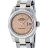 Rolex Ladies New Style Sapphire Quickset Salmon Roman Smooth Bezel Wristwatch 26