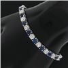 Image 3 : New 18k White Gold 12.26 ctw Top Quality Diamond & Sapphire Tennis Line Bracelet