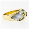 Image 5 : 18K Yellow Gold.33 ctw Diamond Mosaic Inlaid Mother of Pearl Domed Wide Band Rin
