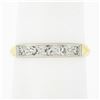 Antique 14k Yellow Gold w/ Palladium Top 0.20 ctw Pave Diamond Wedding Band Ring