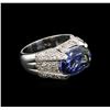 6.48 ctw Tanzanite and Diamond Ring - 14KT White Gold