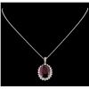 18.81 ctw Ruby and Diamond Pendant With Chain - 14KT White Gold