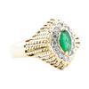 0.65 ctw Emerald And Diamond Ring - 14KT Yellow And White Gold