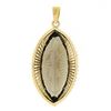 Image 3 : Vintage Retro 14K Gold Large Marquise Smoky Quartz Handmade Open Wire Pendant