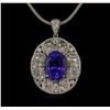 21.34 ctw GIA Cert Tanzanite and Diamond Pendant With Chain - 14KT White Gold