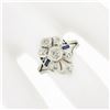 Image 3 : Antique Art Deco 14k White Gold 0.24 ctw Diamond Sapphire Filigree Open Work Rin