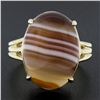Image 2 : New 14k Yellow Gold 17x13mm Oval Cabochon Brown Banded Agate Solitaire Ring