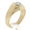 Unisex Solid 14k Gold 0.21 ctw Round Cut Diamond Bezel Solitaire Signet Band Rin