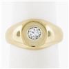 Image 9 : Unisex Solid 14k Gold 0.21 ctw Round Cut Diamond Bezel Solitaire Signet Band Rin