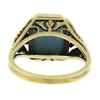 Image 3 : Vintage 14k Yellow Gold Cabochon Bezel Turquoise Open Filigree Work Ring