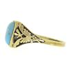 Image 4 : Vintage 14k Yellow Gold Cabochon Bezel Turquoise Open Filigree Work Ring