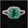 1.35 ctw Emerald and 0.62 ctw Diamond 18K White Gold Ring
