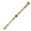 Antique 14k Yellow Gold Square Step Cut Amethyst Open Work Design Bar Pin Brooch