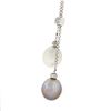 Image 5 : 14k White Gold 16 Rolo Link Chain w/ Dual Pearl Drop Dangle Pendant Necklace