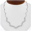 14K White Gold 16.5" 2.50 ctw Round Brilliant Bezel Diamond Wavy Link Necklace