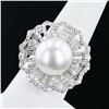 Image 3 : 13mm White South Sea Cultured Pearl and 1.46 ctw Diamond Platinum Ring (GIA CERT