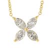 Image 2 : New 18K Yellow Gold 0.56 ctw Prong Marquise Diamond Flower Pendant Chain Necklac