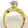 Image 4 : 14k Yellow & White Gold 1.0 ctw Fine Round & Baguette Diamond Solitaire Ring