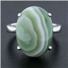 Image 7 : 14k White Gold 18x13.2mm Oval Cabochon Prong Set Green Agate Solitaire Ring