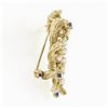 Image 6 : Vintage 14k Yellow Gold Pearl & Sapphire Bark Textured Vine Wrapped Brooch Pin