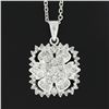 Image 4 : 14k White Gold 1.10 ctw Round & Baguette Diamond Cluster Pendant & 18" Chain